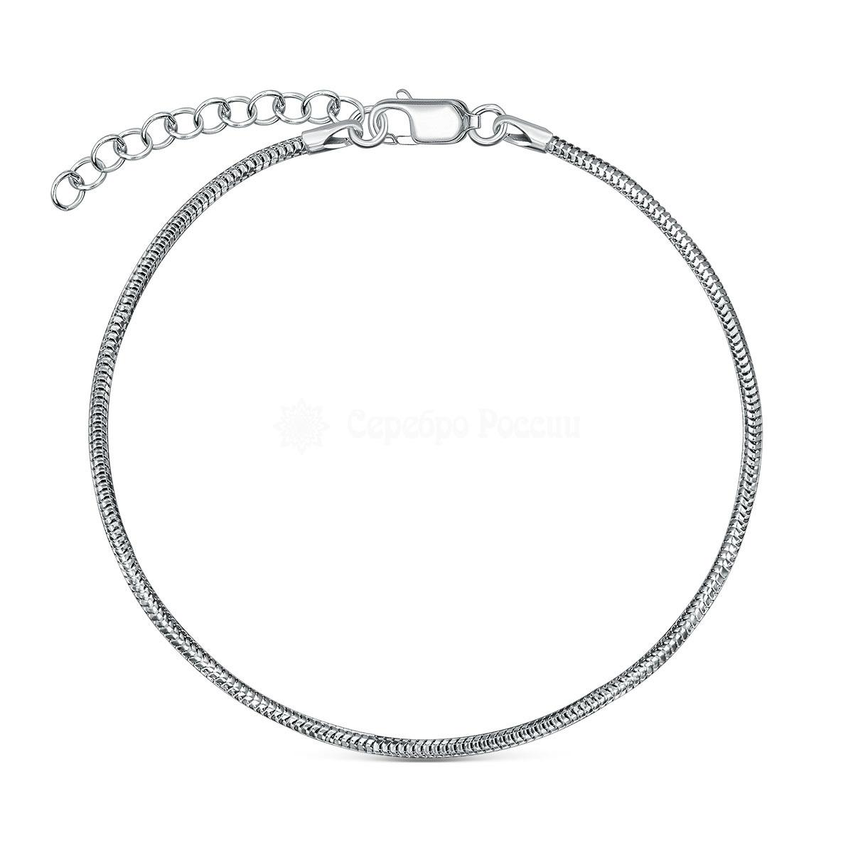Браслет из серебра родированный - Снейк, 18 см 2108R160L18+