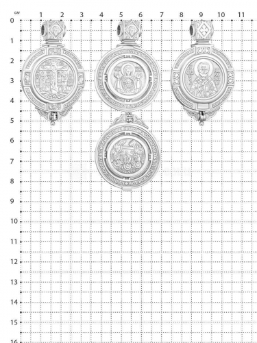 Подвеска-складень из серебра родированная 925 пробы 17-249р