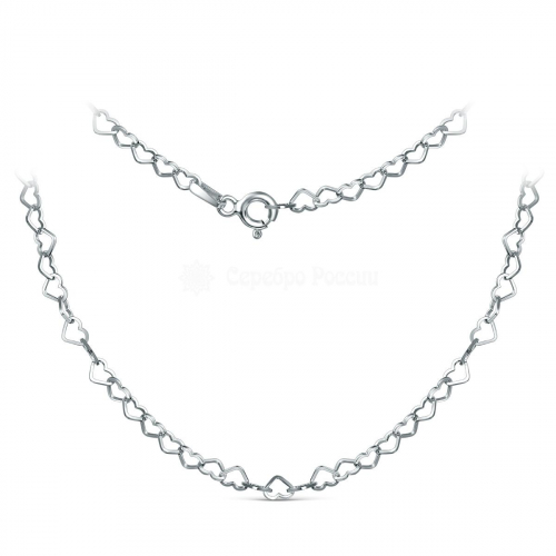 Цепь из серебра родированная - Сердечки, 45 см 6701R045L45+