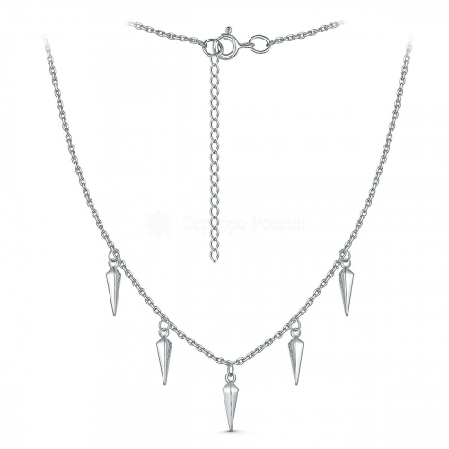 Серьги-продёвки из серебра родированные - Ромбы 925 пробы 220-10-226-1р