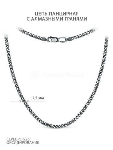 Цепь из чернёного серебра с алмазной огранкой - Панцирь, 55 см 71080010155