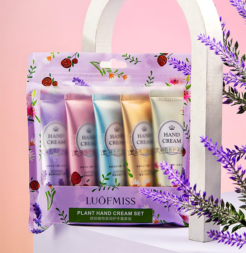 Набор парфюмированных кремов для рук с ЦВЕТОЧНЫМИ ароматами LUOFMISS Plant Hand Cream Set, 5 шт. * 30 гр.