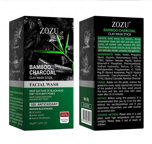 Глиняная маска-стик против черных точек с бамбуковым углем ZOZU Bamboo Charcoal Clay Stick Mask, 40 гр.