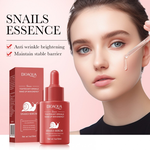 Сыворотка для лица с муцином улитки и гиалуроновой кислотой Bioaqua Snail Serum, 30 мл.