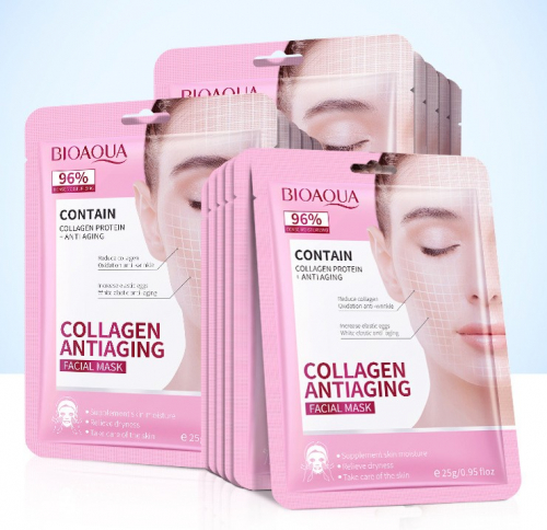 Тканевая маска с КОЛАГЕНОМ омолаживающая Bioaqua Collagen Antiaging