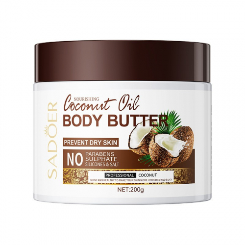 Питательный крем-баттер для тела с экстрактом кокоса SADOER Nourishing Coconut Oil Body Butter, 200 гр.