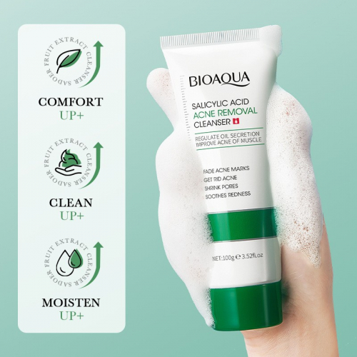 Противовоспалительная пенка для лица с салициловой кислотой BIOAOUA Salicylic Acid Acne Removal Cleanser, 100 гр.