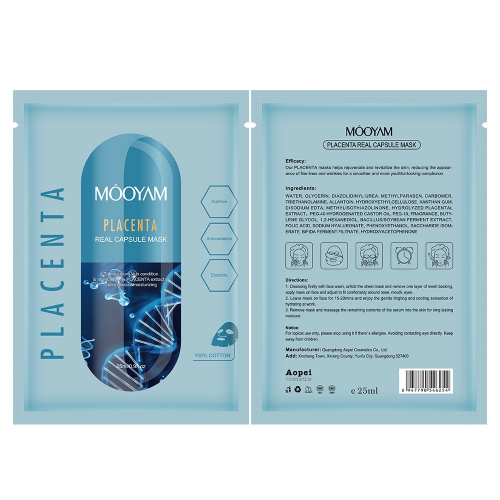 Тканевая капсульная маска для лица с плацентой Mooyam Placenta, 25 мл.