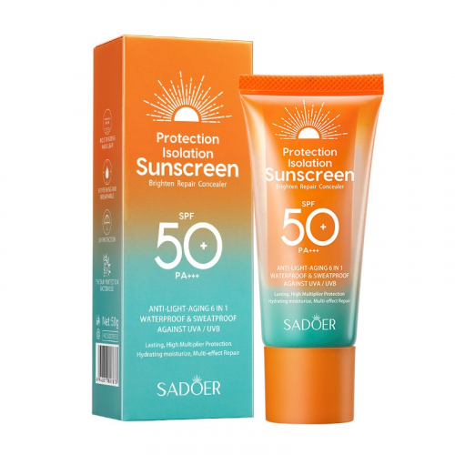 Солнцезащитный водоустойчивый крем для лица и тела SPF 50 Sadoer Sunscreen , 50 мл.