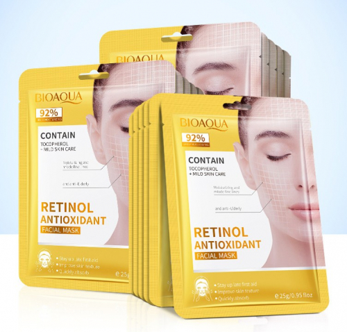 Тканевая маска с РЕТИНОЛОМ обновляющая Bioaqua Retinol Antioxidant