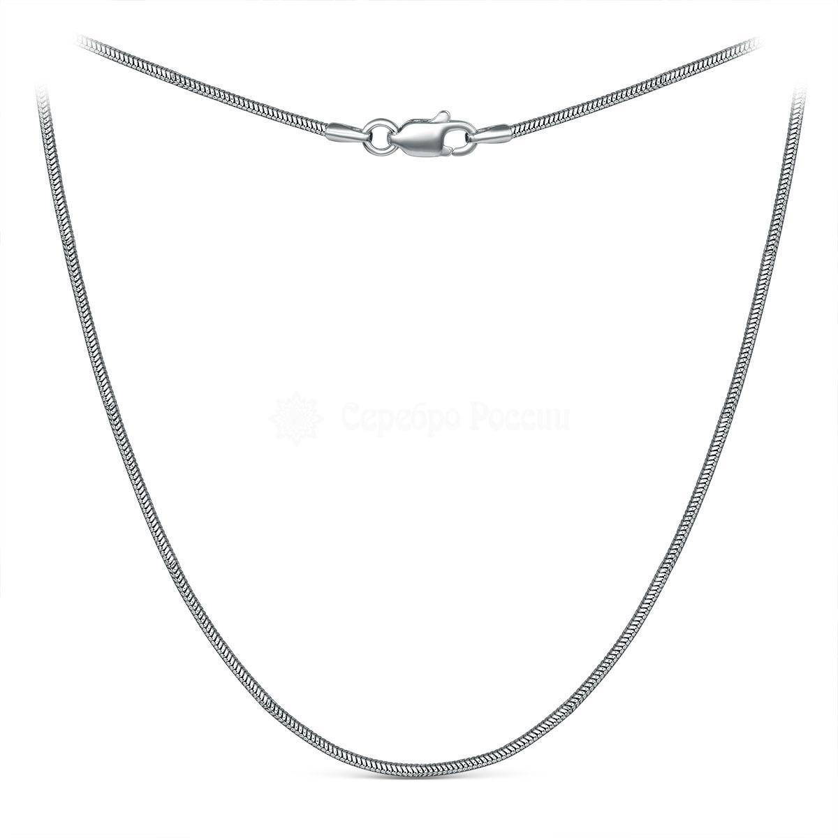 Цепь из серебра родированная - Снейк, 50 см 2108R120L50