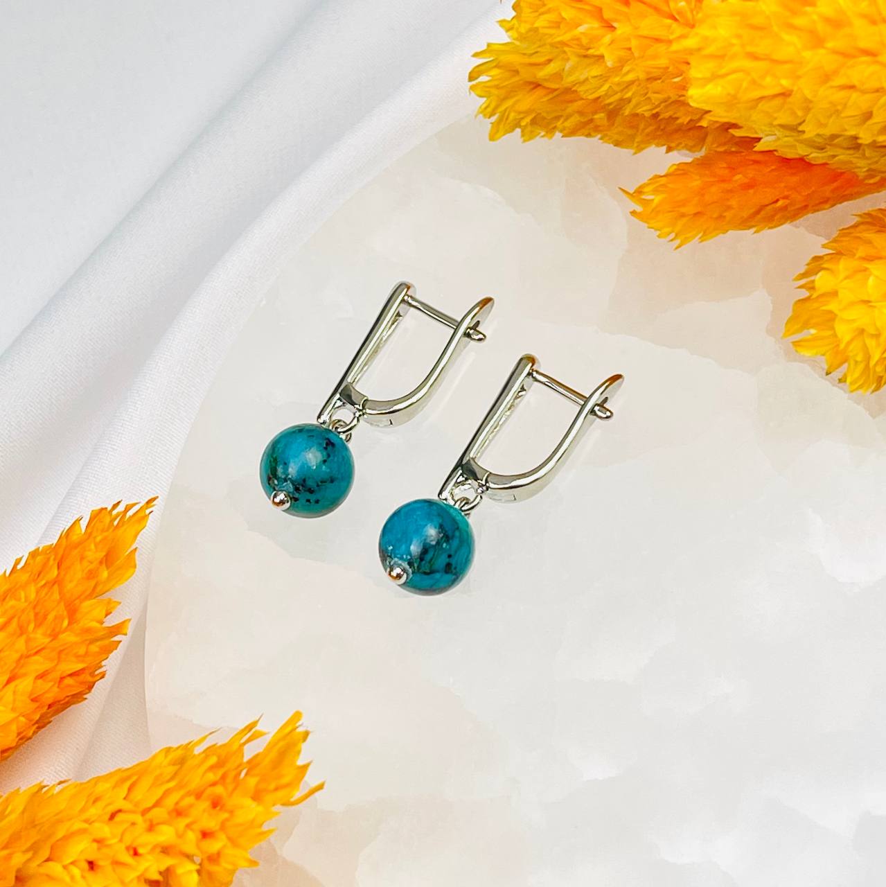 Радуга Самоцветов Серьги из Хризоколлы