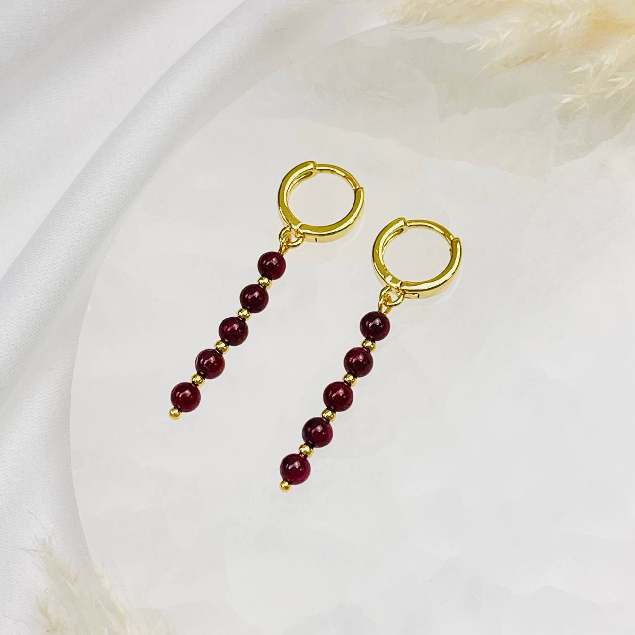 Радуга Самоцветов Серьги длинные из Граната (Пироп)