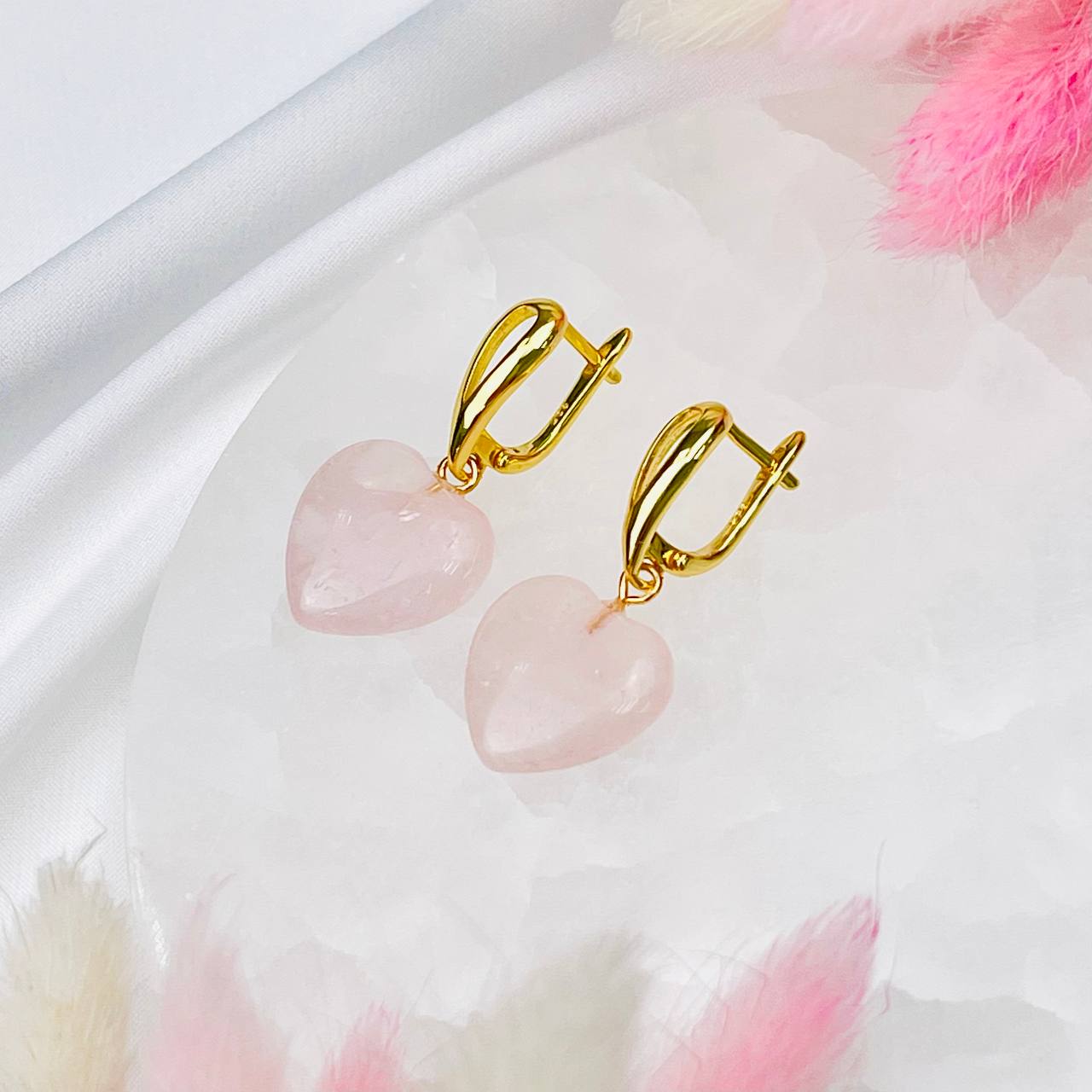 Радуга Самоцветов Серьги из Розового кварца