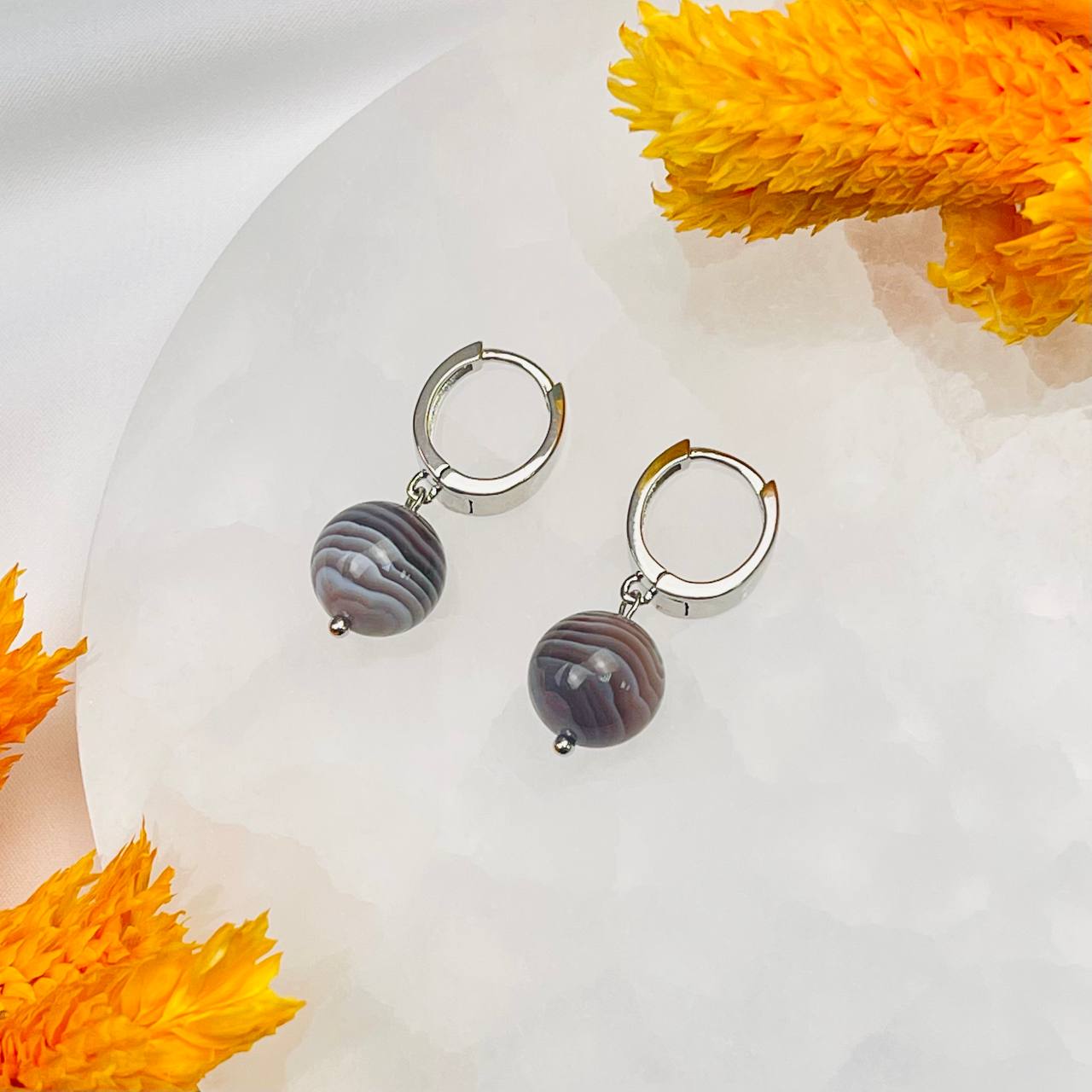 Радуга Самоцветов Серьги из ботсванского Агата