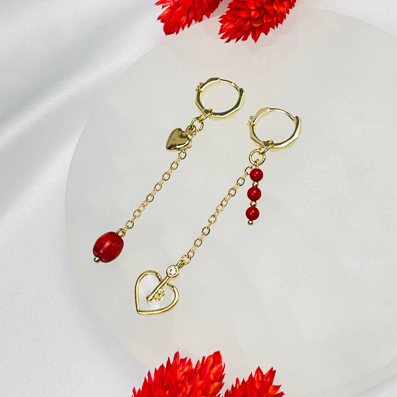 Радуга Самоцветов Серьги длинные из Коралла