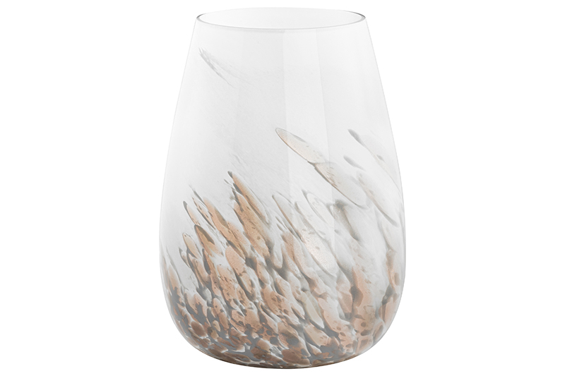 Ваза 19*19*26 см бело-серо-золотистая, стекло