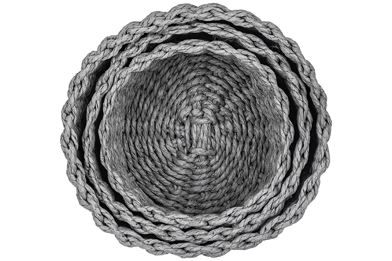 Набор 3 плетеных корзинок 21*16,5 см, круг, серый