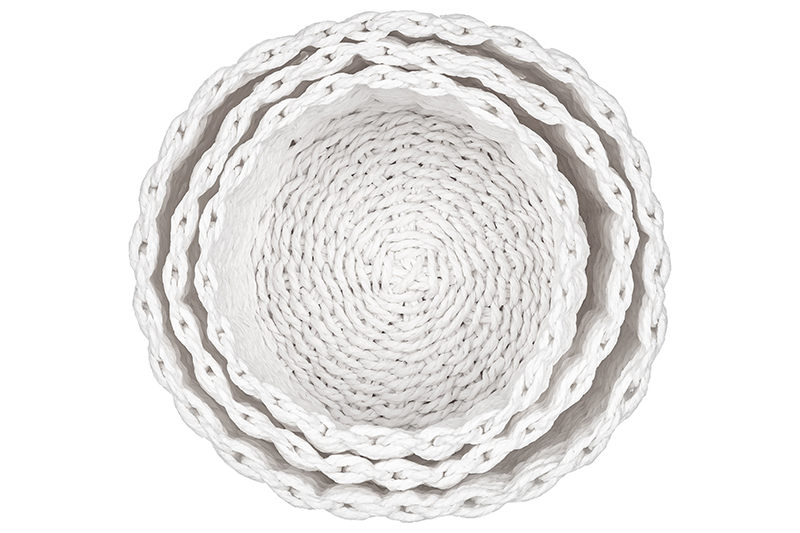 Набор 3 плетеных корзинок 21*21*16,5 см, белый