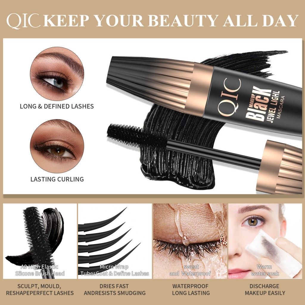 Тушь для ресниц объем удлинение влагостойкая QIC BLACK Jewel Light Mascara