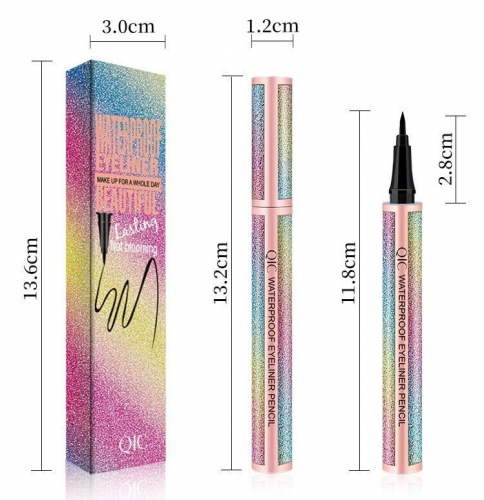 Стойкая подводка-фломастер в блестящем футляре QIC Waterproof Eyeliner