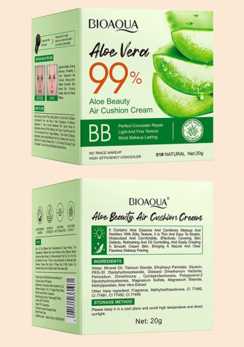 Тональный крем-кушон для лица с экстрактом алоэ вера BIOAOUA, 20 гр. (Тон 01 НАТУРАЛЬНЫЙ)