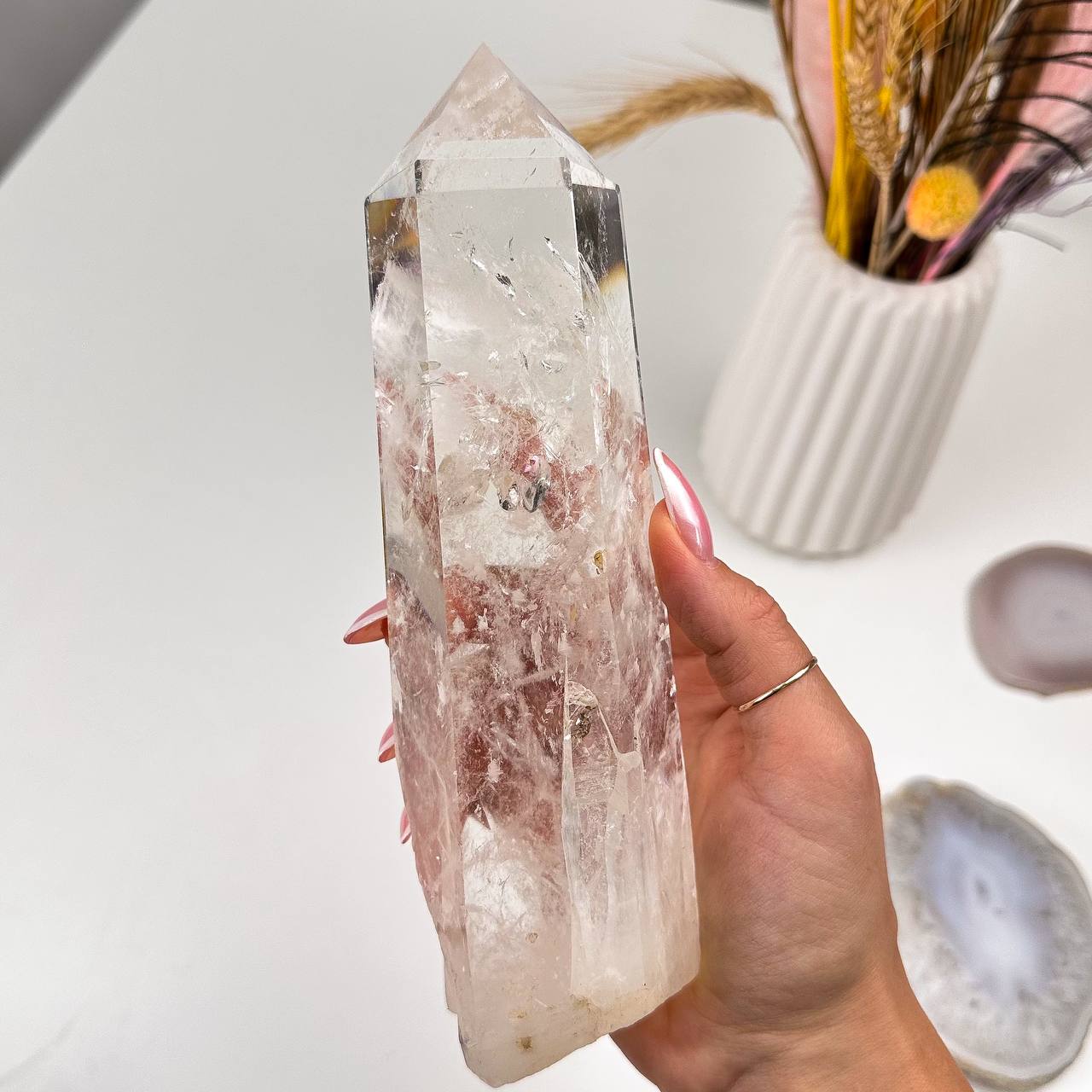 Радуга Самоцветов Кристалл из Горного Хрусталя на подставке