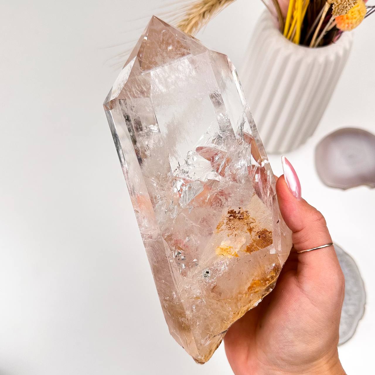 Радуга Самоцветов Кристалл из Горного Хрусталя на подставке