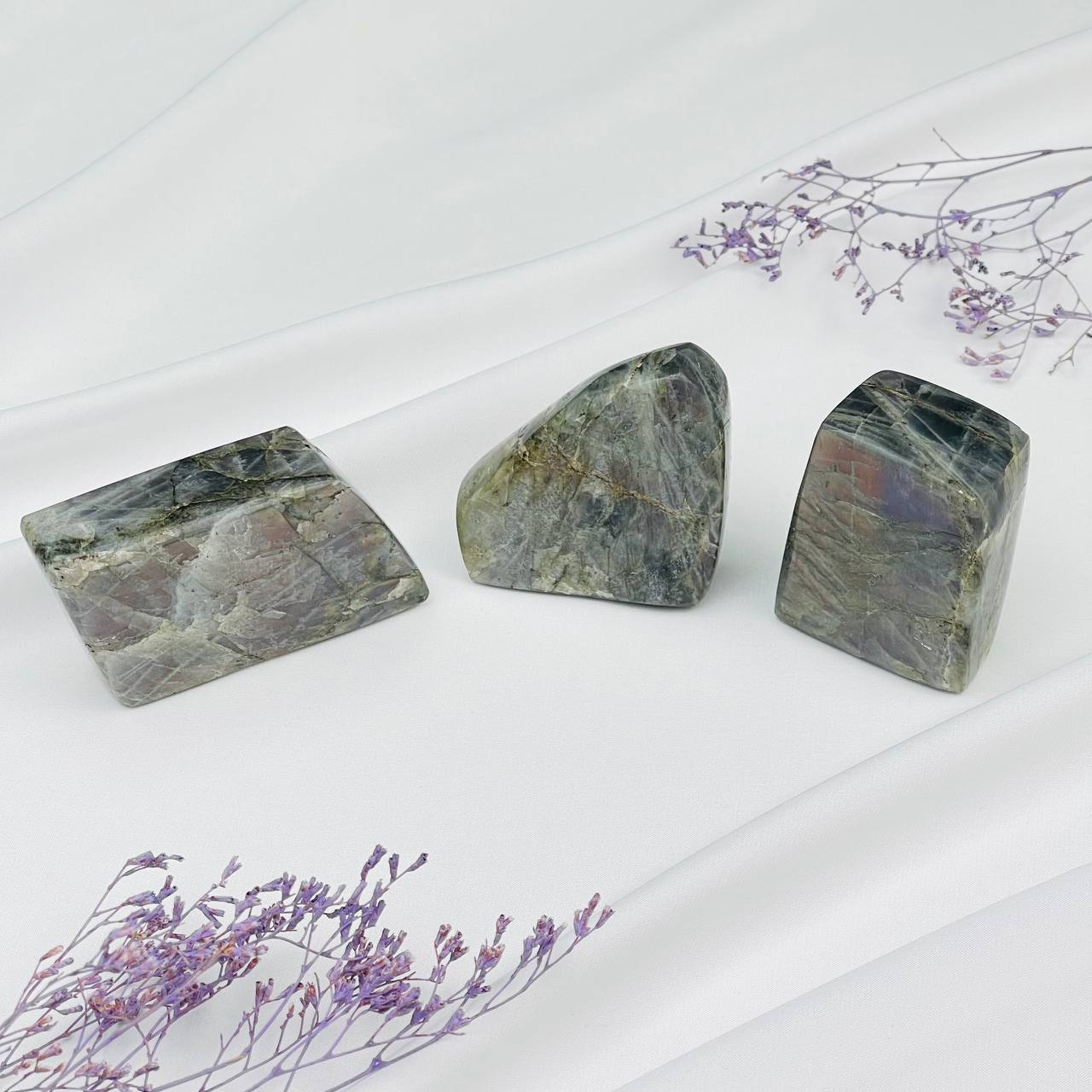 Радуга Самоцветов Срез (экран) из камня Лабрадор полированный