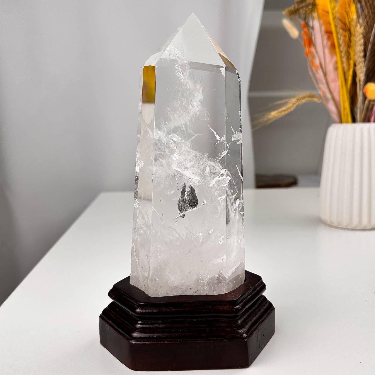 Радуга Самоцветов Кристалл из Горного Хрусталя на подставке