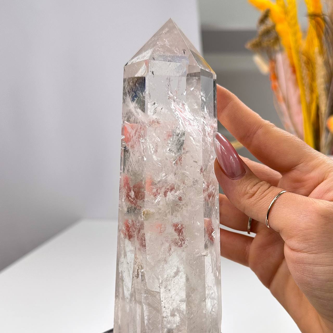 Радуга Самоцветов Кристалл из Горного Хрусталя на подставке