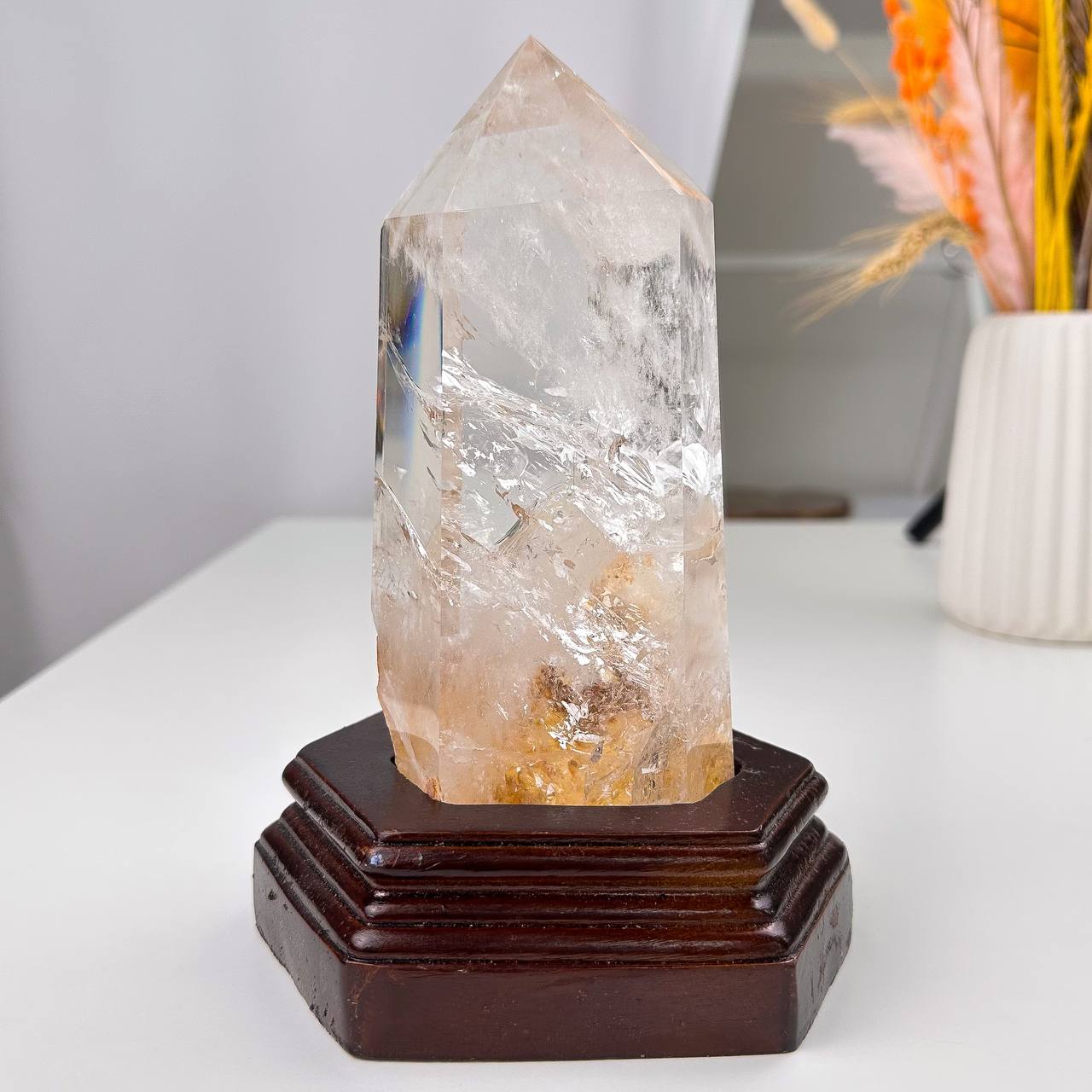 Радуга Самоцветов Кристалл из Горного Хрусталя на подставке