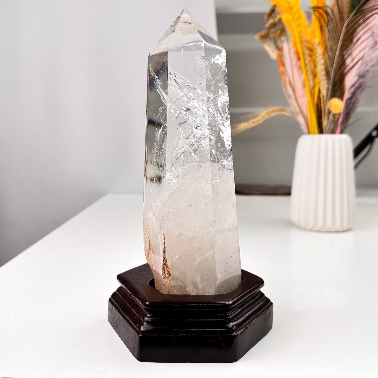 Радуга Самоцветов Кристалл из Горного Хрусталя на подставке