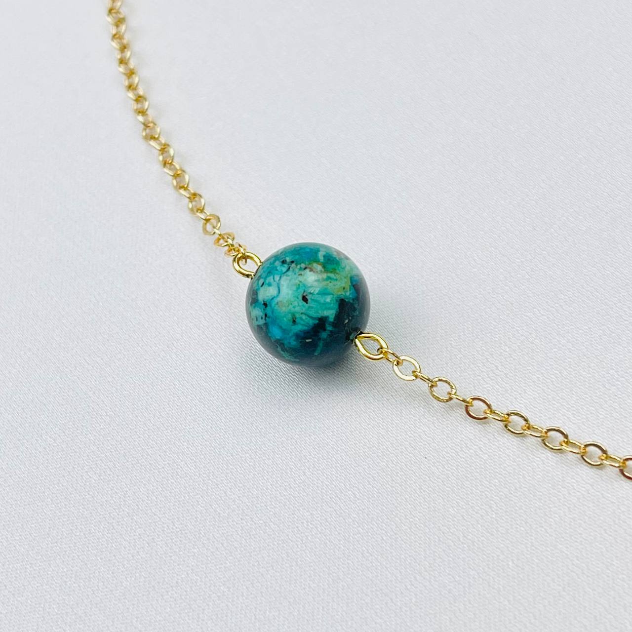 Радуга Самоцветов Кулон на цепочке из Хризоколлы