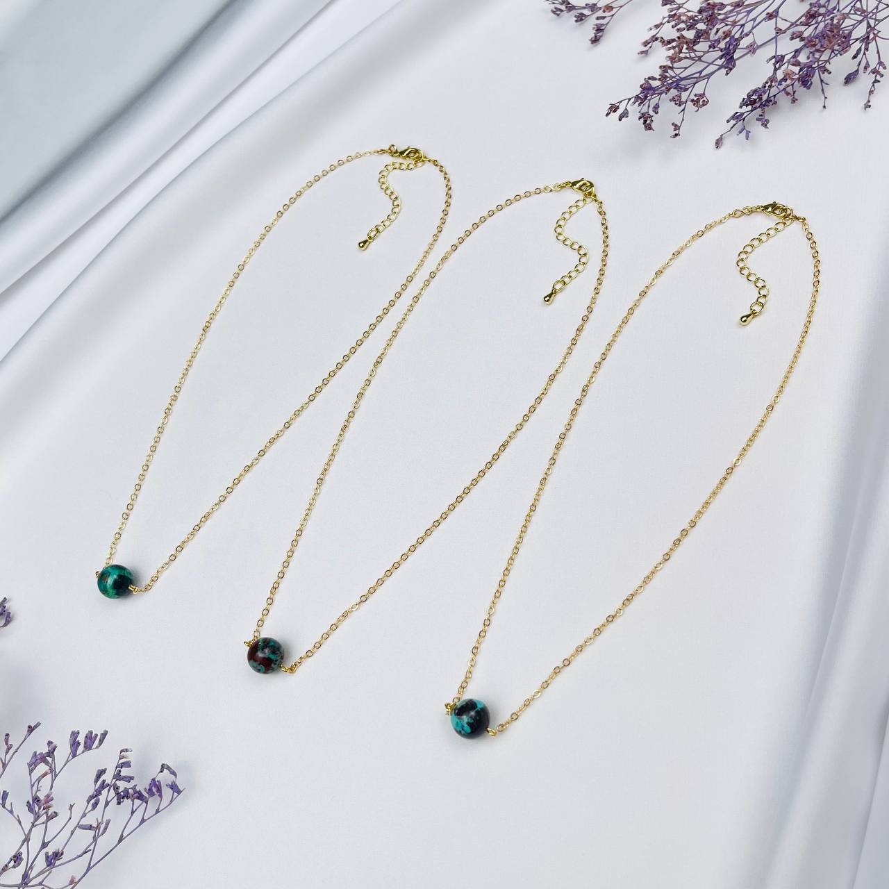 Радуга Самоцветов Кулон на цепочке из Хризоколлы