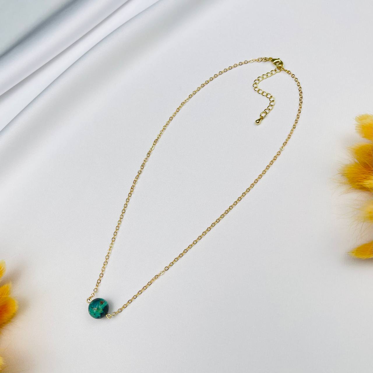 Радуга Самоцветов Кулон на цепочке из Хризоколлы