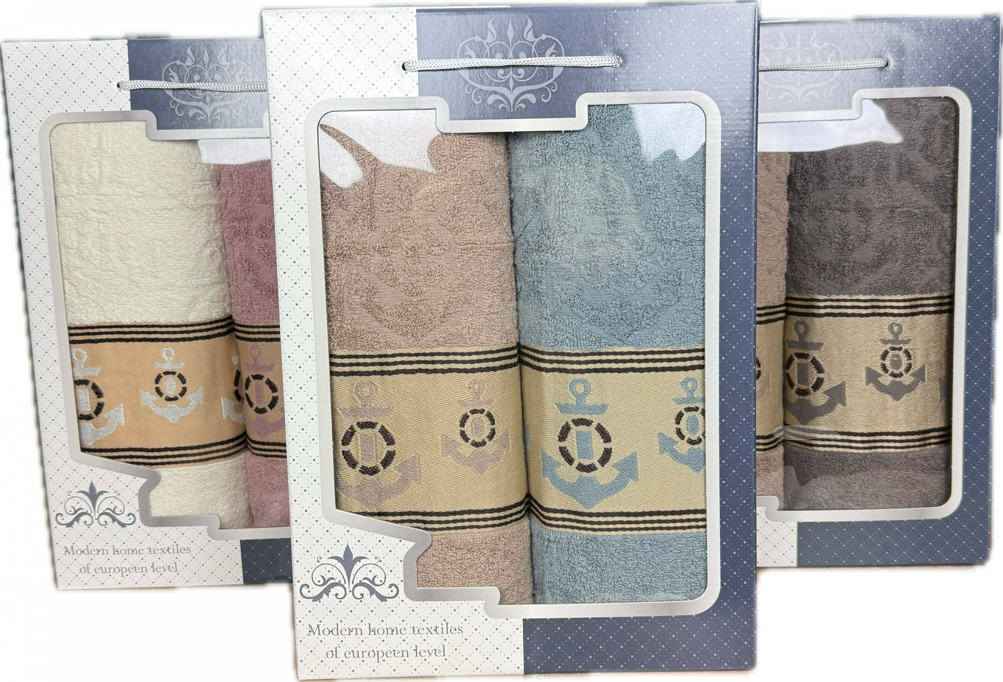 Набор махровых полотенец ЯКОРЬ МОРСКОЙ 2 пр в ассортименте р-р 50х90 2 шт