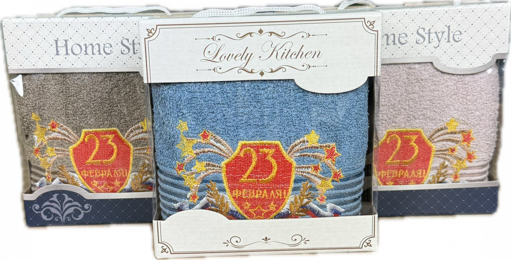 Полотенце махровое в подарочной коробке САЛЮТ 23 ФЕВРАЛЯ 1 пр р-р 50х90