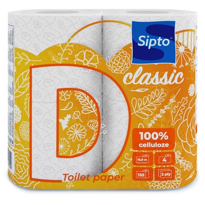 Sipto Classic Бумага туалетная 2хслойная 170листов 1х4рулона белая