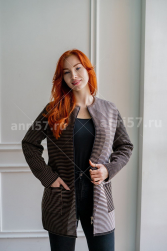 Кардиган кофе+чёрный+суп.белый