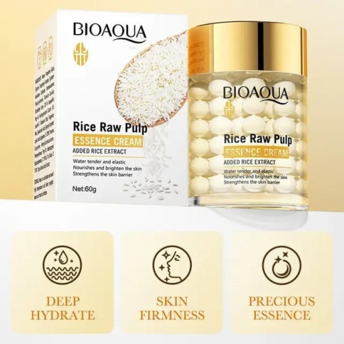 BIOAQUA  Крем - Сыворотка для лица RICE RAW PULP с экстрактом РИСА (шарики)  60г  (BQY-48188)
