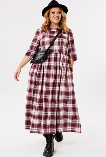 Платье Michel Chic 2132 бордо клетка