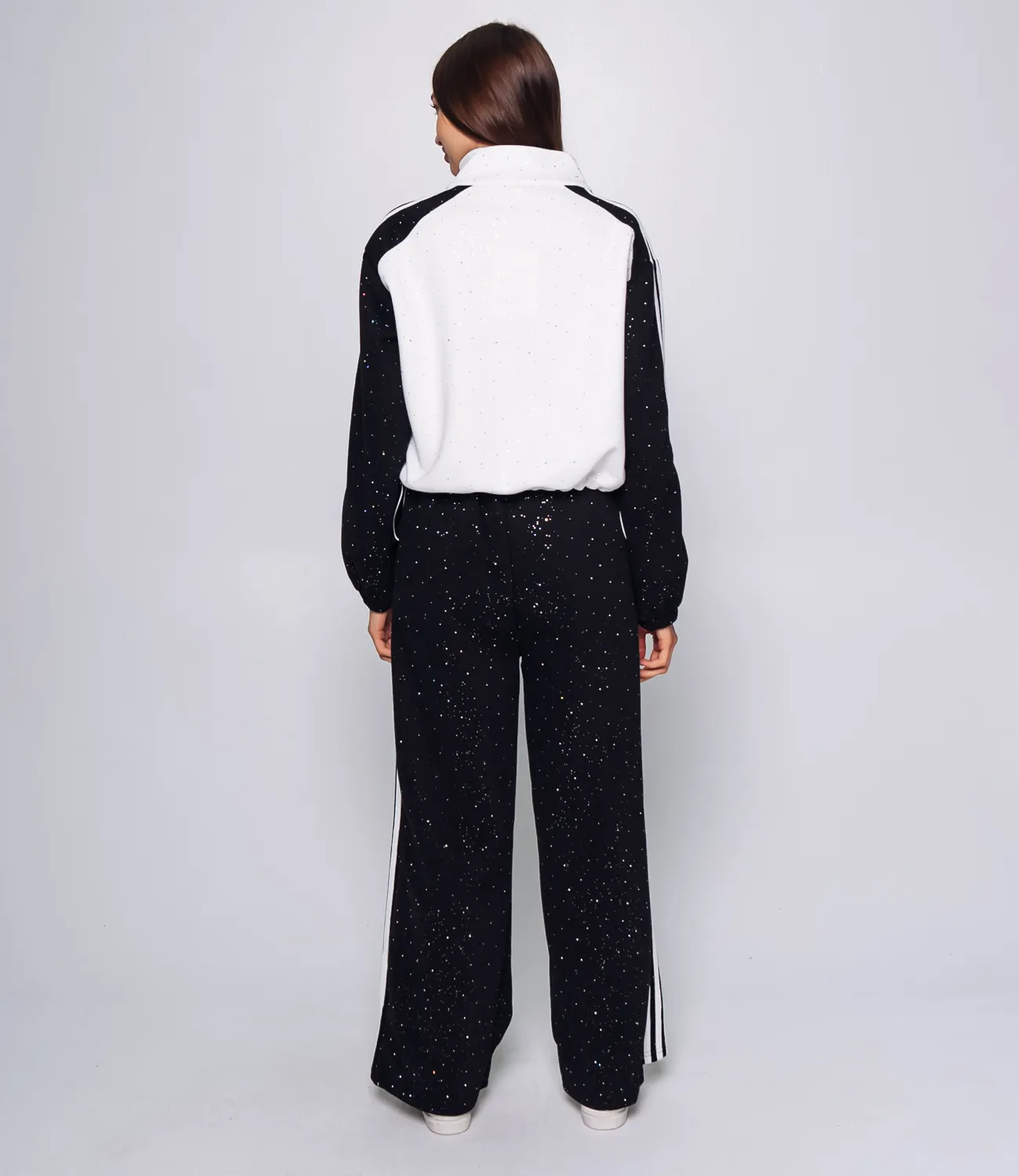 Спортивный костюм #КТ388-1, белый,чёрный