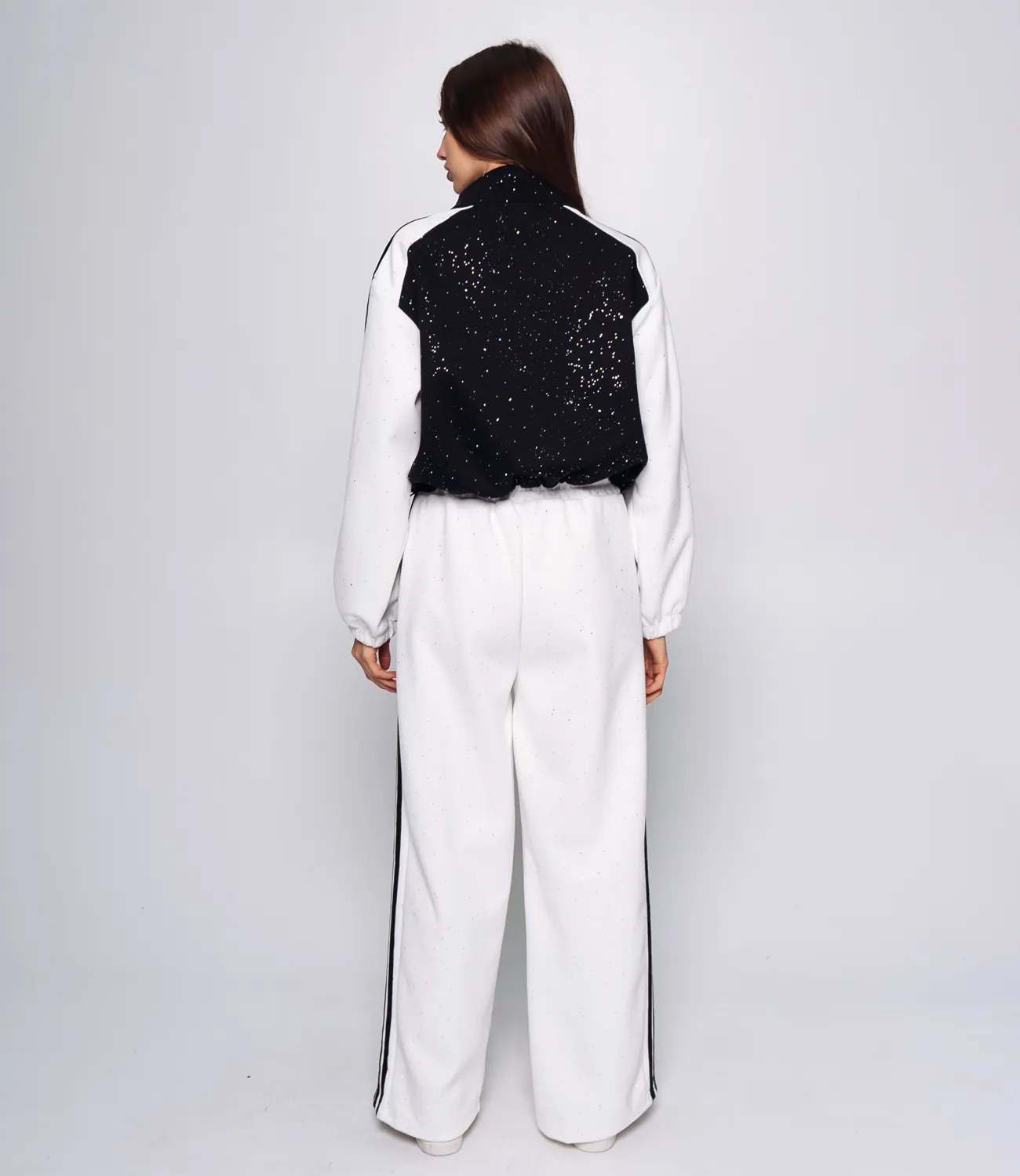 Спортивный костюм #КТ388-1, чёрный,белый