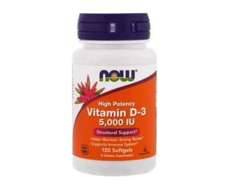 NOW Foods, витамин D3, 5000 МЕ, 120 капсул