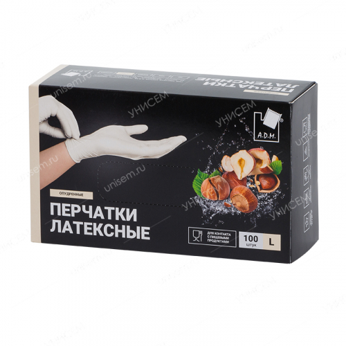 Перчатки Латексные опудренные белые, размер L 100шт, цена за коробку (уп.10) 121-818