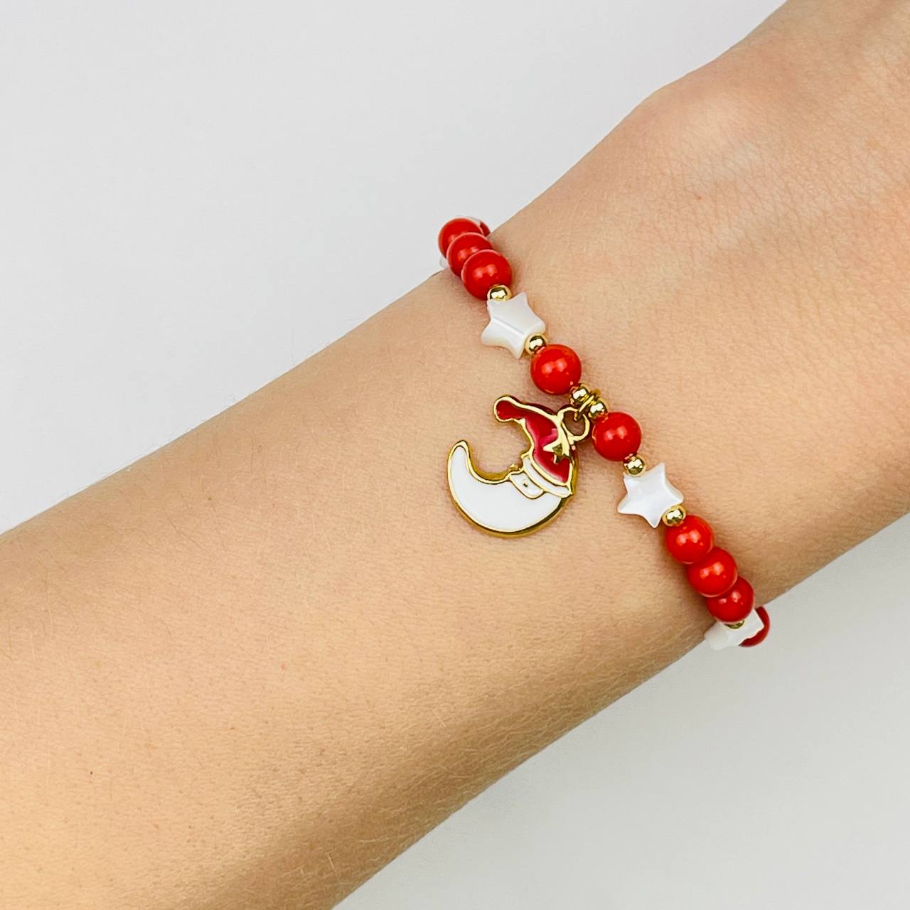 Радуга Самоцветов Браслет из Коралла и Перламутра с подвеской