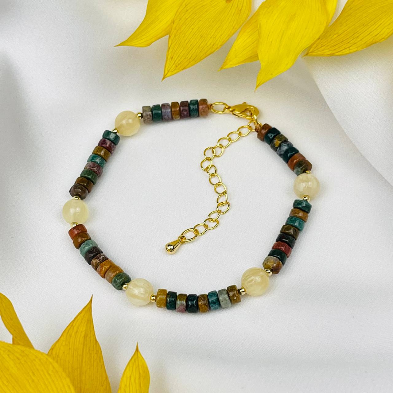 Радуга Самоцветов Браслет из океанической Яшмы и Селенита