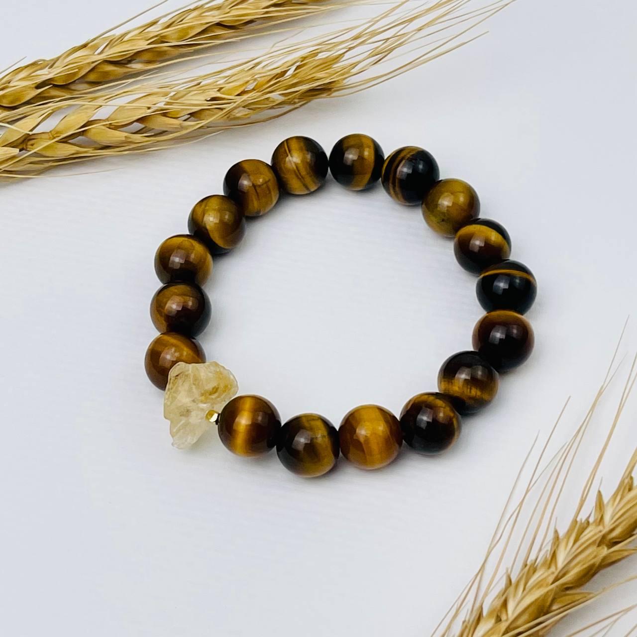 Радуга Самоцветов Браслет из Тигрового глаза с Цитрином