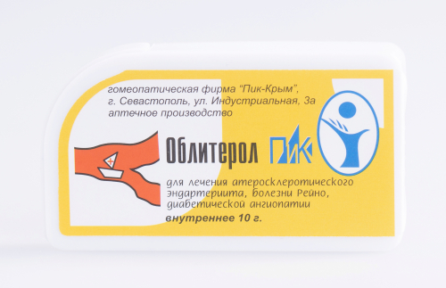 Облитерол-ПиК гомеопатические гранулы при атеросклеротическом эндартериите 10 гр.